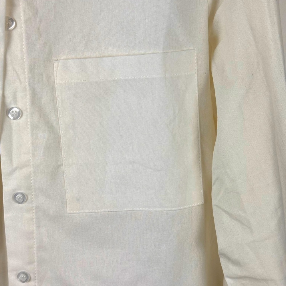 Women's Solid Cotton & Linen Button Down Shirt with Cinched Sleeves - Picture 3 of 6